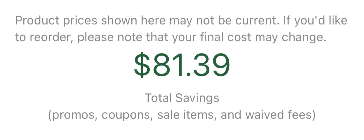 $81.30 savings on weekly groceries
