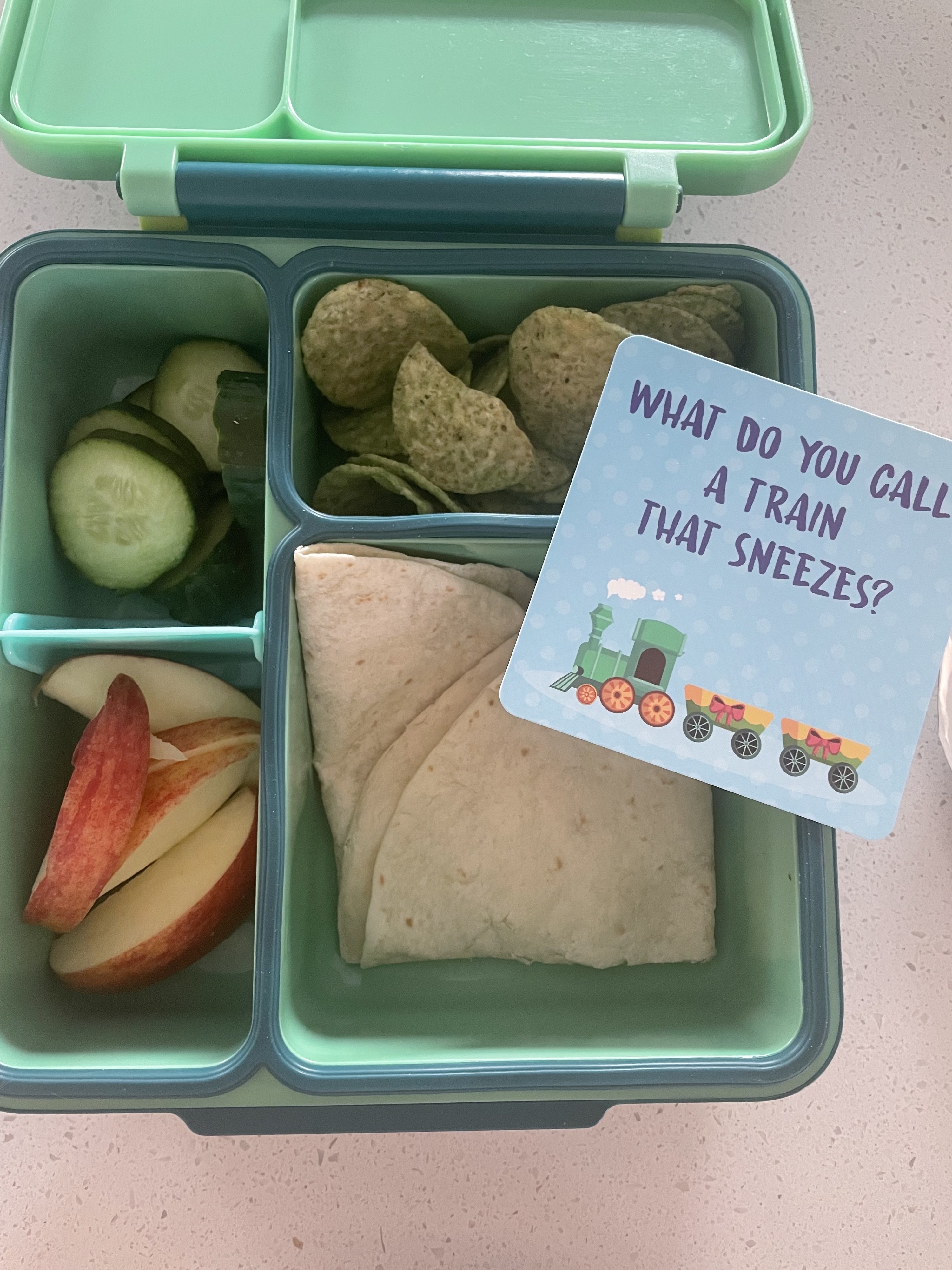 The author's son's lunchbox